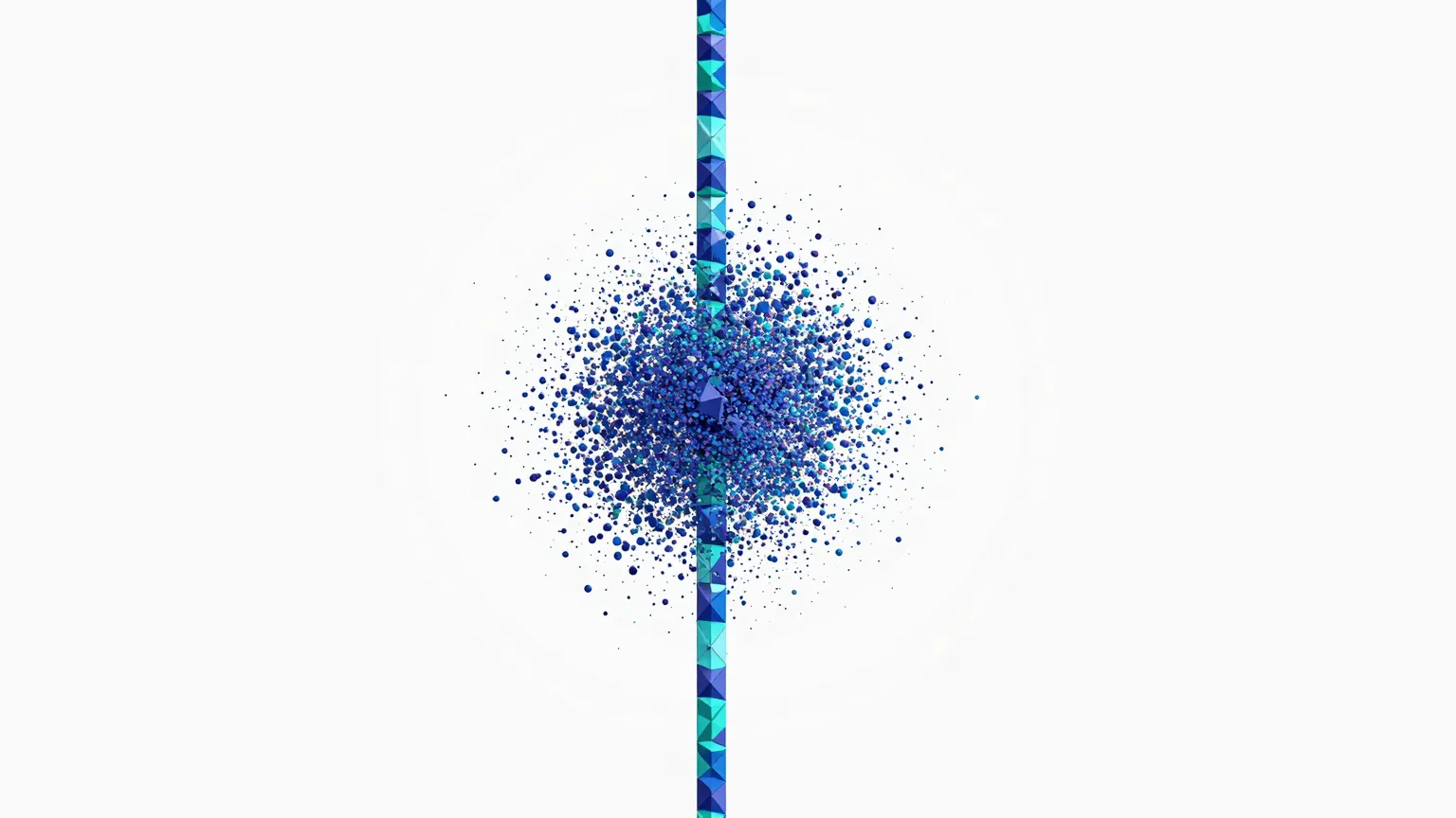 Abstract visualization of many skill modules converging into one ordered vertical pipeline