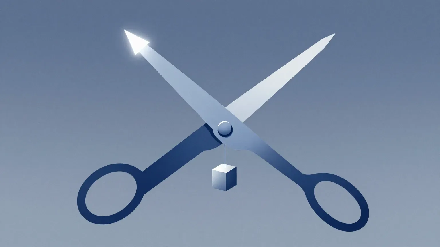 Concept diagram of the AI scissors showing an enterprise caught between soaring rack prices above and collapsing inference prices below