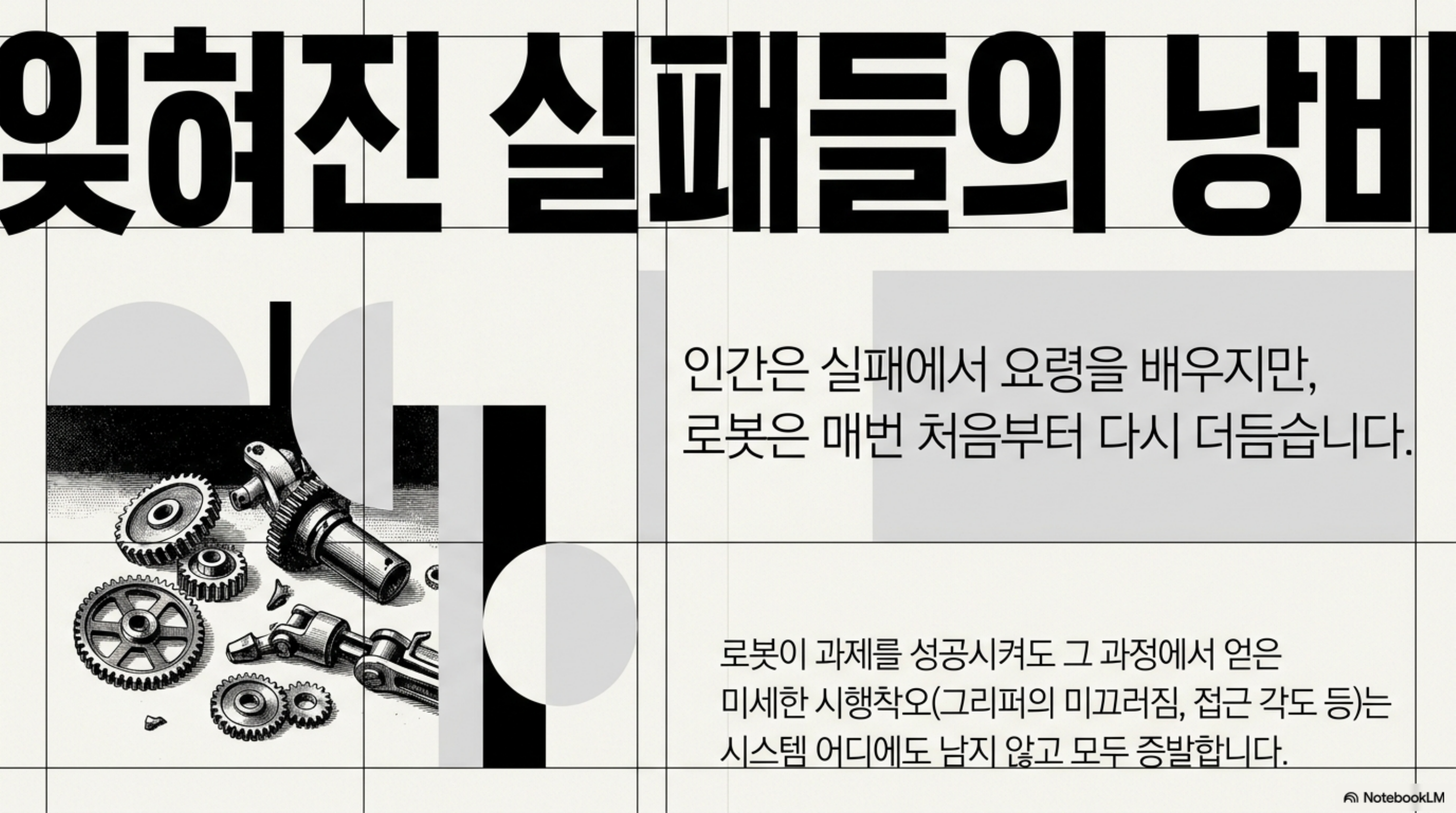 잊혀진 실패들의 낭비: 인간은 실패에서 요령을 배우지만 로봇은 매번 처음부터 다시 더듬습니다