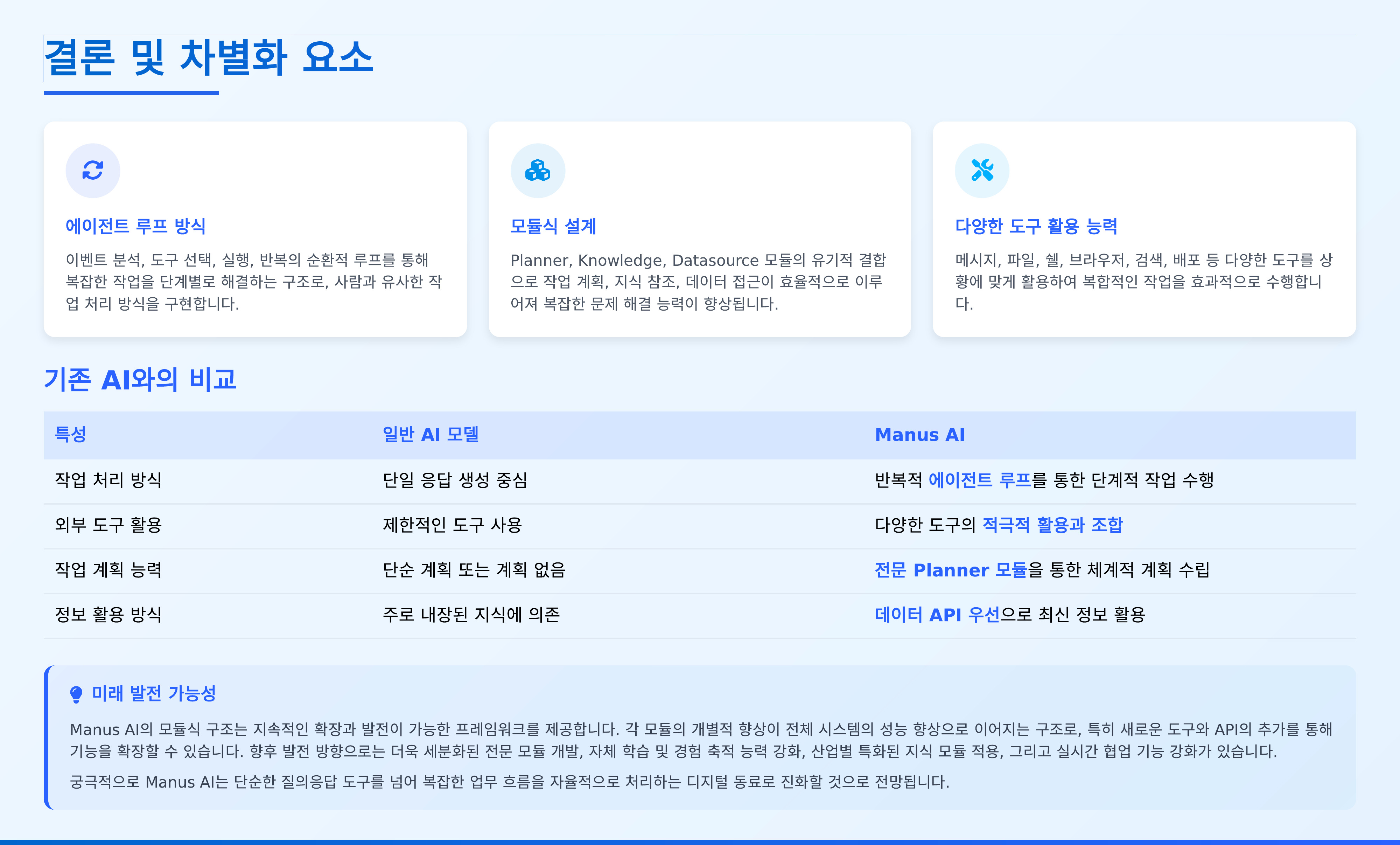 특장점 및 비교 분석